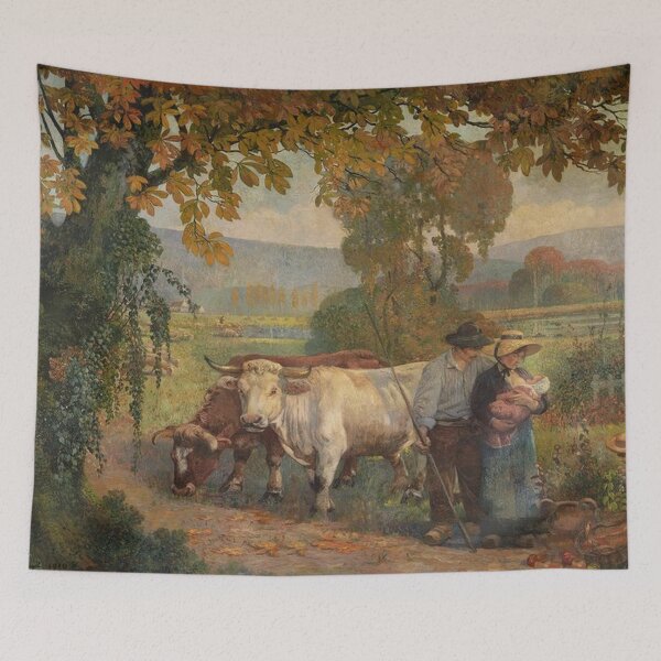 Item preview, Farm with Two Oxen designed and sold by tomorrowsart.