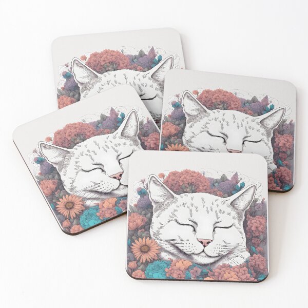 Item preview, Sleeping Cat drowning in colourful flowers designed and sold by Catophile.
