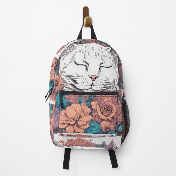 Item preview, Sleeping Cat drowning in colourful flowers designed and sold by Catophile.