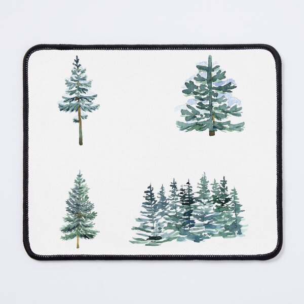 Item preview, Snow-kissed Pine Quartet: Watercolor Winter Set designed and sold by EmeraldeaDesign.