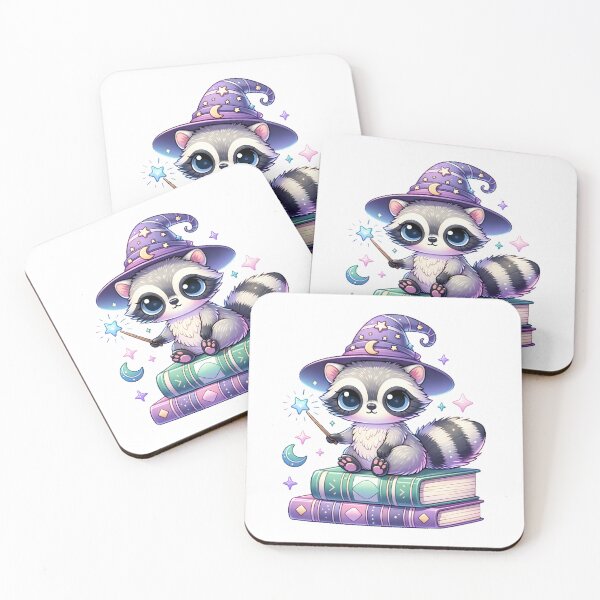 Item preview, Wizard Raccoon with Spellbooks Illustration - Magical Animal Art designed and sold by UmbrellaStudio1.
