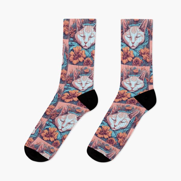 Item preview, Lazy Aesthetic Cat colourful flowers designed and sold by Catophile.