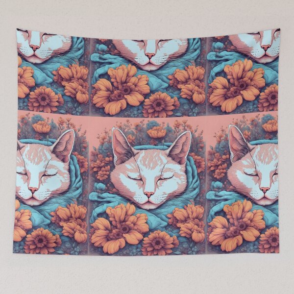 Item preview, Lazy Aesthetic Cat colourful flowers designed and sold by Catophile.