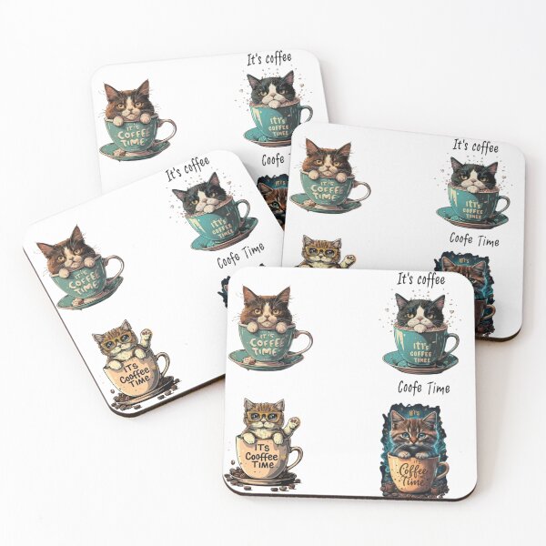 Item preview,  coffe cat catpuccino: black cat inside a coffee cup with this quote coffee time designed and sold by Obinne.