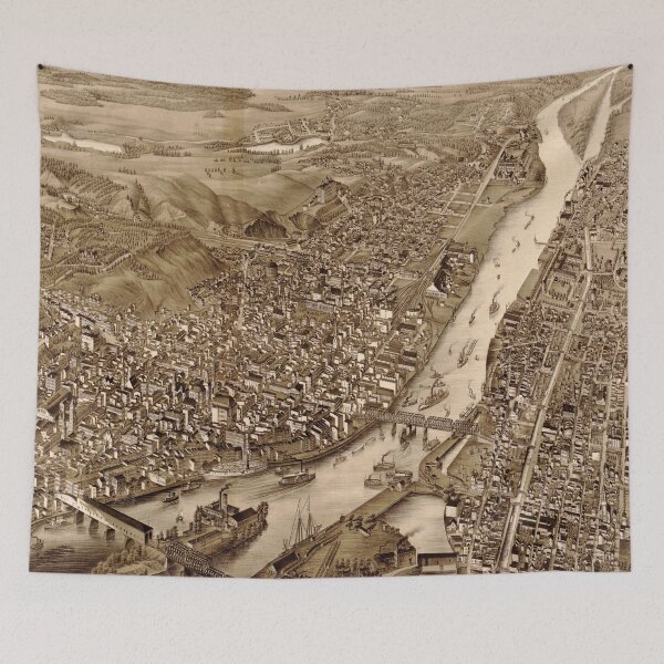 Item preview, Vintage Pictorial Map of Troy NY (1881) designed and sold by BravuraMedia.