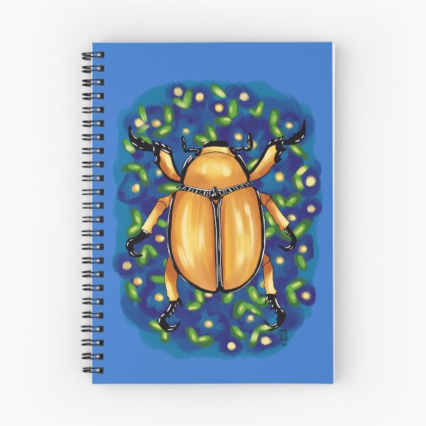 Item preview, Orange Beetle on Blue Flowers designed and sold by LilPrintsShop.