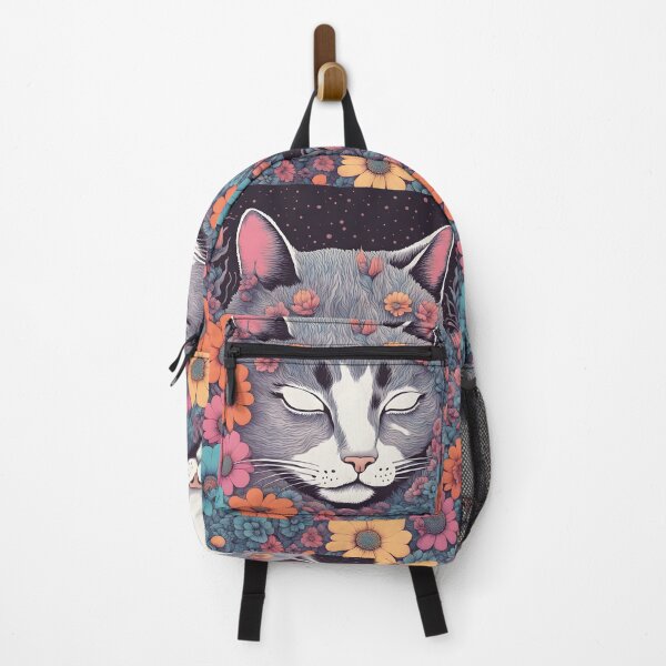 Item preview, bla,nk eyes lucid dreams Cat with Floral designed and sold by Catophile.