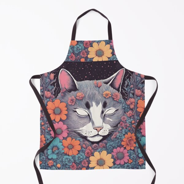 Item preview, bla,nk eyes lucid dreams Cat with Floral designed and sold by Catophile.