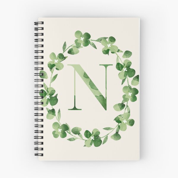 Item preview, Letter N Floral Monogram. Green Hydrangea Flowers Laurel. designed and sold by helga-wigandt.