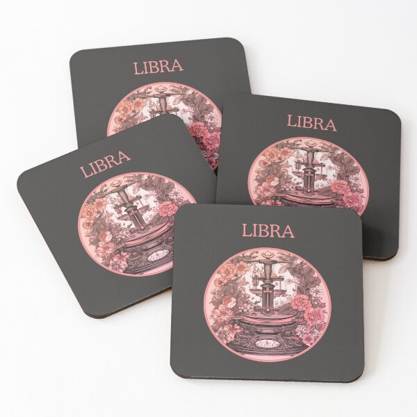 Item preview,  Redish pink Vintage and retro Pink Libra Zodiac - Horescope/SunSign Theme  on grey background designed and sold by CosmicNook1.