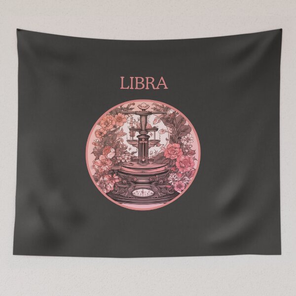 Item preview,  Redish pink Vintage and retro Pink Libra Zodiac - Horescope/SunSign Theme  on grey background designed and sold by CosmicNook1.