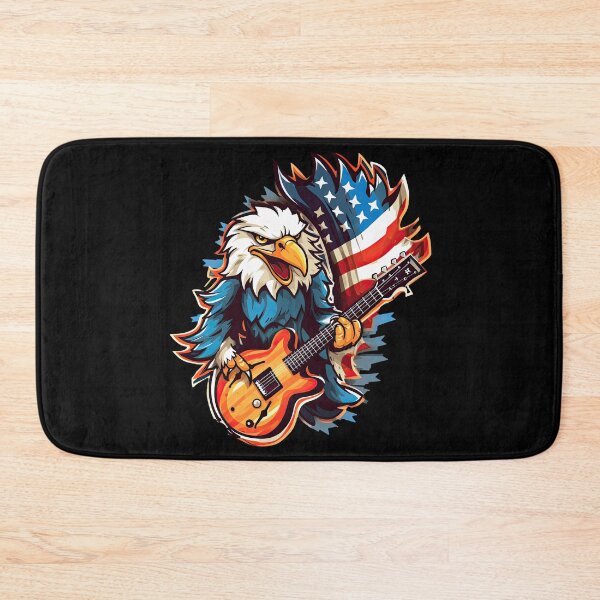 Item preview, A patriotic eagle plays the guitar in front of the USA flag designed and sold by WallGemsArt.