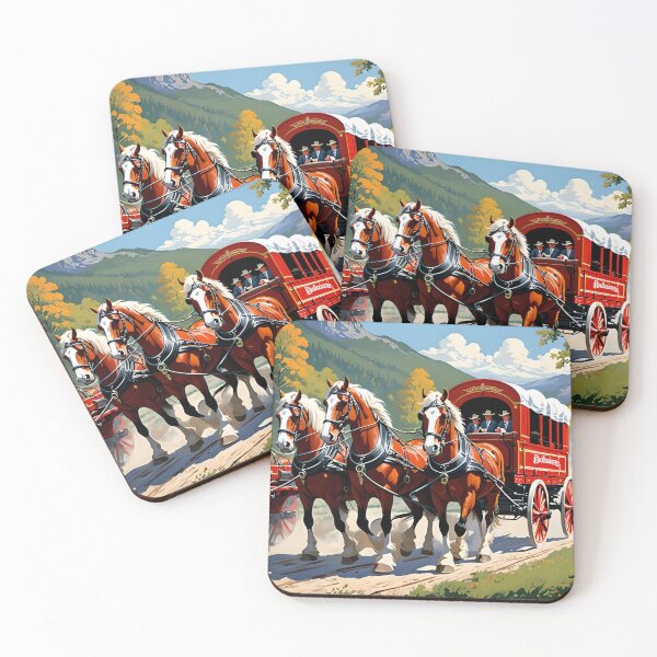 Item preview, BUDWEISER CLYDSDALE HORSES & BEER WAGON designed and sold by PIGCASSOSAIART.