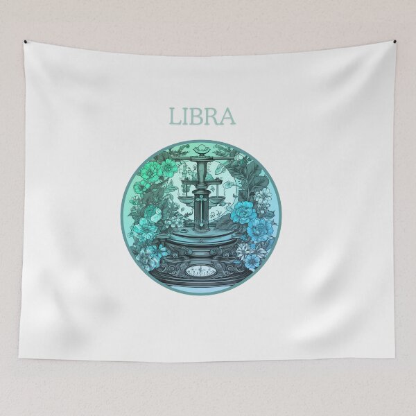 Item preview,  Blue Vintage and retro  Libra Zodiac - Horescope/SunSign Theme  on  white background designed and sold by CosmicNook1.