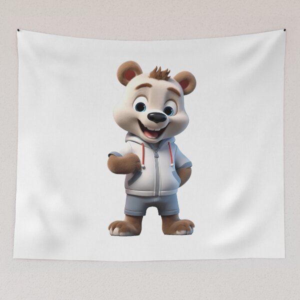 Item preview, Athletic Elegance: Cute Smiling Bear Art Print designed and sold by aiartbay.