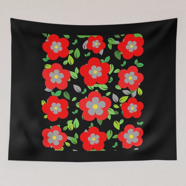 Item preview, Red and grey flowers art designed and sold by Rbnano.