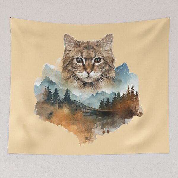 Item preview, Cat Watercolor Nature designed and sold by Myra365Art.