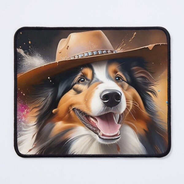 Item preview, Collie Dog Wearing a Cowboy Hat designed and sold by Wolfheartart.