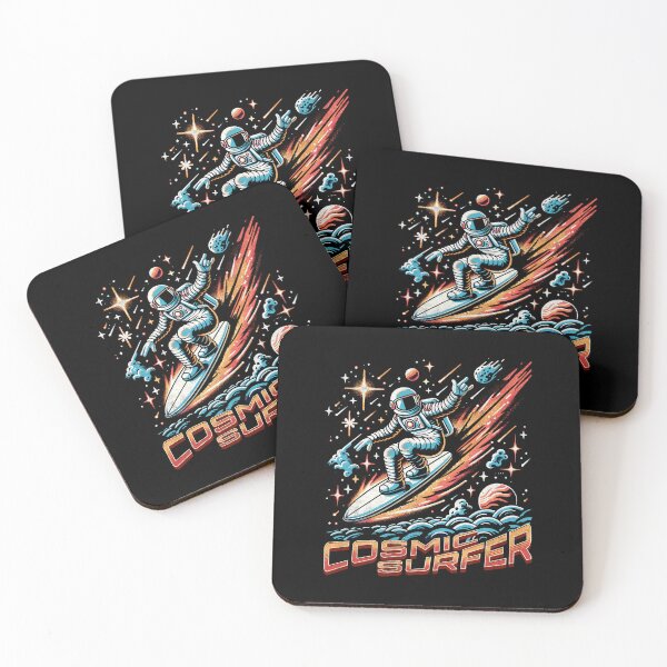 Item preview, Retro-Futuristic Cosmic Surfer - Astronaut Riding Spacewave Odyssey designed and sold by lunaticbear.