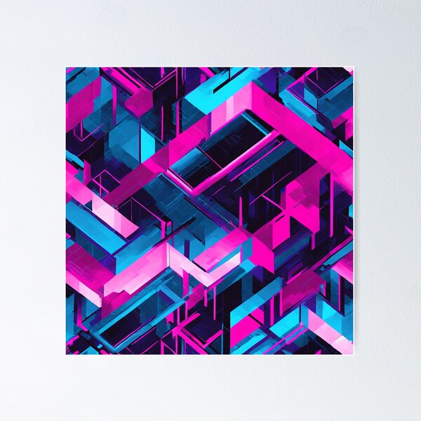 Item preview, Blue Pink Black Synthwave Pattern designed and sold by Blue-Banana.