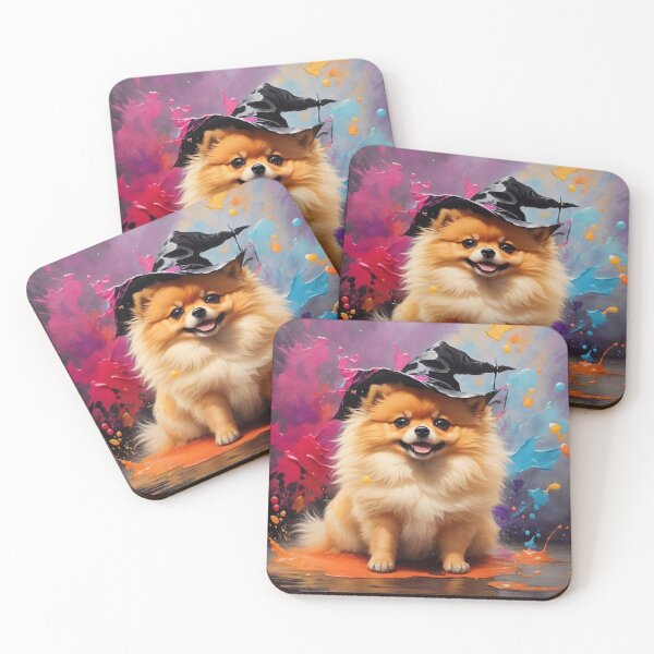 Item preview, Pomeranian Pup Wearing a Witches Hat designed and sold by Wolfheartart.