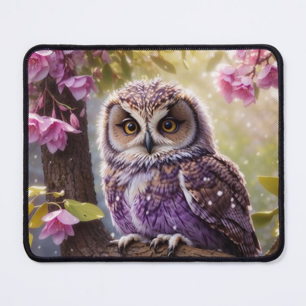 Item preview, Baby Owl Surrounded by Pink Blossom designed and sold by Wolfheartart.