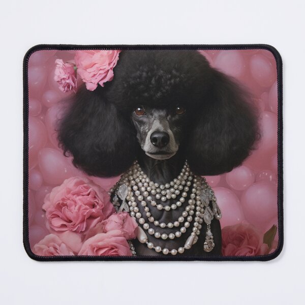 Item preview, Black Poodle And Pink Roses designed and sold by Nocturne Paws.