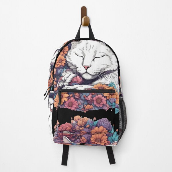 Item preview, Chilling Sleepy white Cat colorful with flowers designed and sold by Catophile.