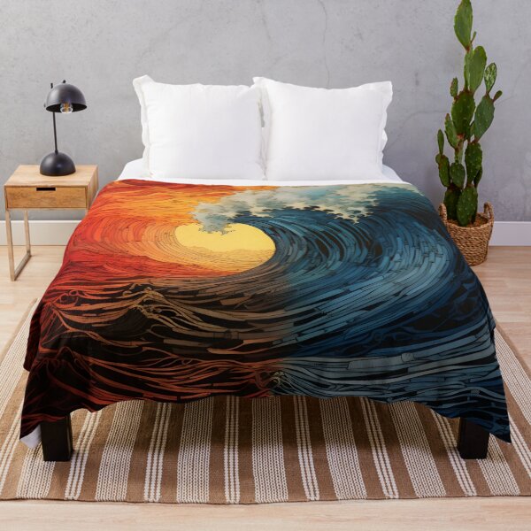 Item preview, impresión multidimensional colorida de olas del océano designed and sold by dcrc.