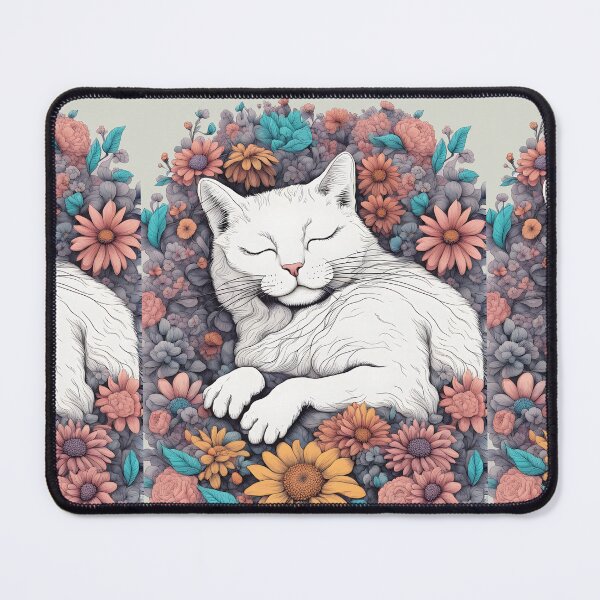 Item preview, Happy calm Cute Cat in Floral grass designed and sold by Catophile.