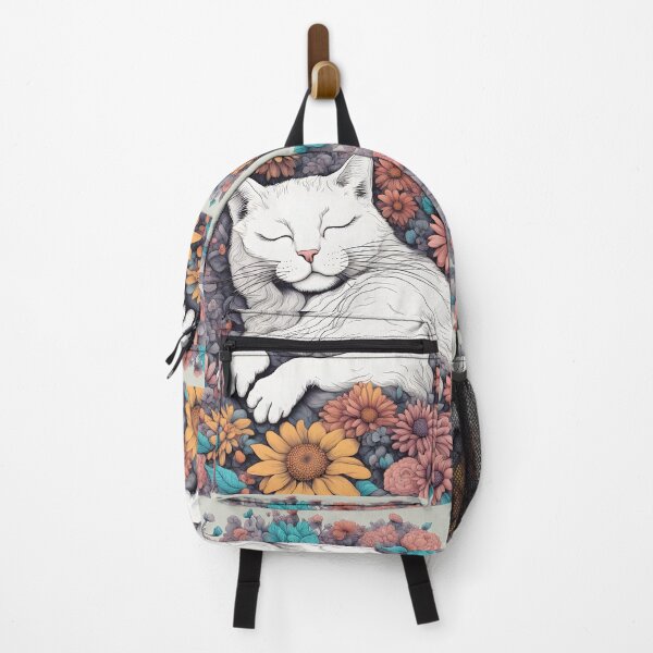 Item preview, Happy calm Cute Cat in Floral grass designed and sold by Catophile.