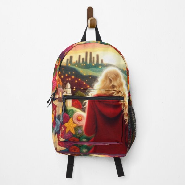 Aperçu de l'œuvre Une femme blonde portant une veste en laine rouge regardant la Ville Lumière créée et vendue par erkabees.
