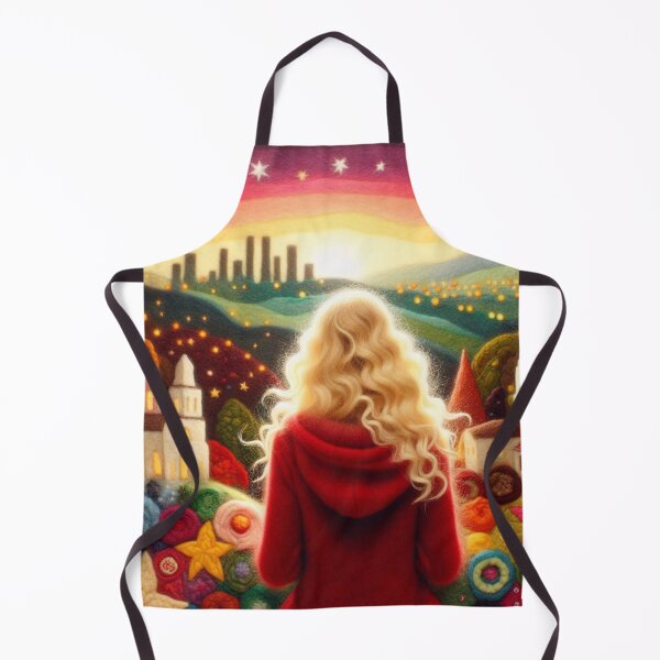 Item preview, A Blonde Woman wearing Red Wool Jacket Looking Over the City of Lights designed and sold by erkabees.