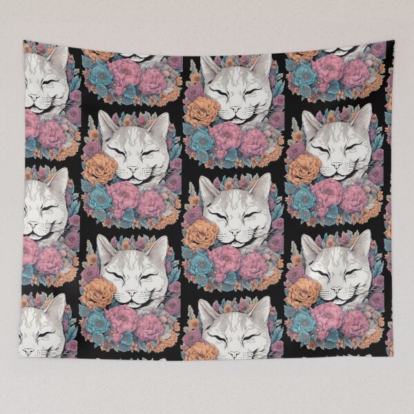 Item preview, Chilling Cat with Flowers designed and sold by Catophile.