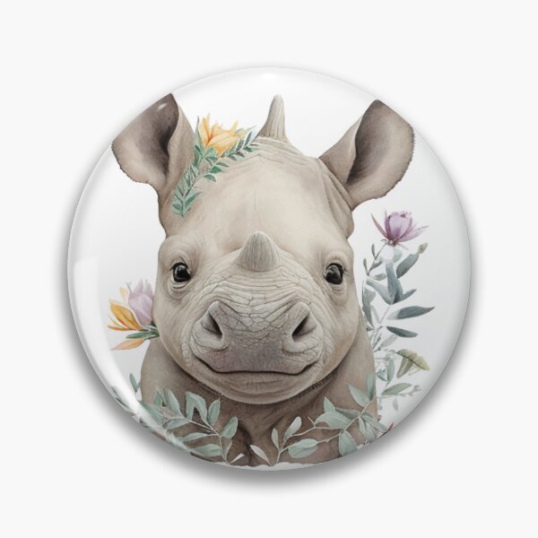 Item preview, Cute rhino watercolor portrait designed and sold by Naturartprints.