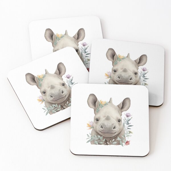 Item preview, Cute rhino watercolor portrait designed and sold by Naturartprints.