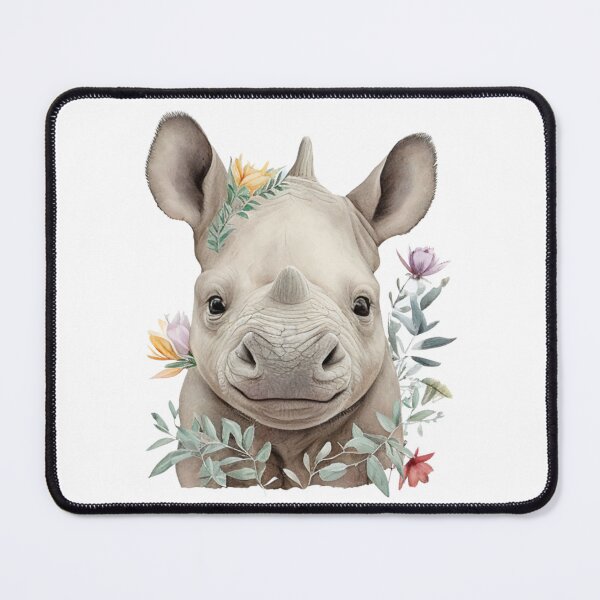 Item preview, Cute rhino watercolor portrait designed and sold by Naturartprints.