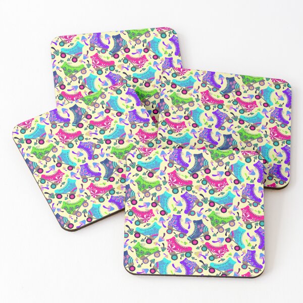 Item preview, Retro skate rollers and magic mushrooms designed and sold by Lilacoraldesgn.