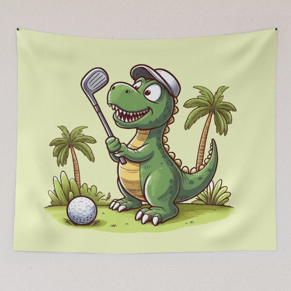 Item preview, Green Dinosaur Playing Golf designed and sold by Coffee Lifestyle.