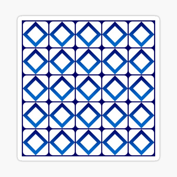 Blue White Geometric Squares Lines Abstract Sticker