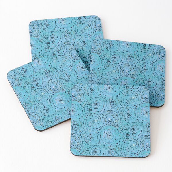 Item preview, blue black abstract batik circles pattern designed and sold by colorfulglee.
