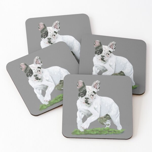 Item preview, Louie - the French Bulldog - grey (gray) background designed and sold by Deromilly.