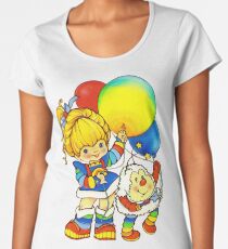 Vintage "Up, Up & Away" Rainbow Brite, Sprite, Twink, White, Colorful, Bright, Retro, Yellow, Gold, Mustard, 80's, Cartoon, Babies, Throwback, Pop Culture, My Childhood Women's Premium T-Shirt