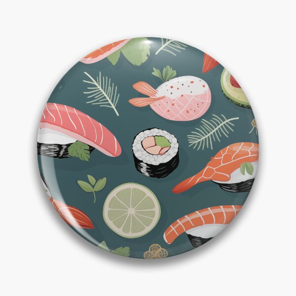 Item preview, Sushi and sashimi elements arranged in a playful seamless design. designed and sold by alexrow.