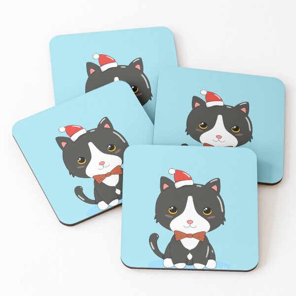 Item preview, Cute Black Cat with a bow for Christmas designed and sold by byMariZen.