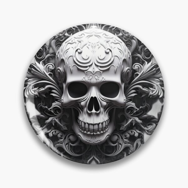 Item preview, Skull 3D Gothic Damask designed and sold by GrinGalore.