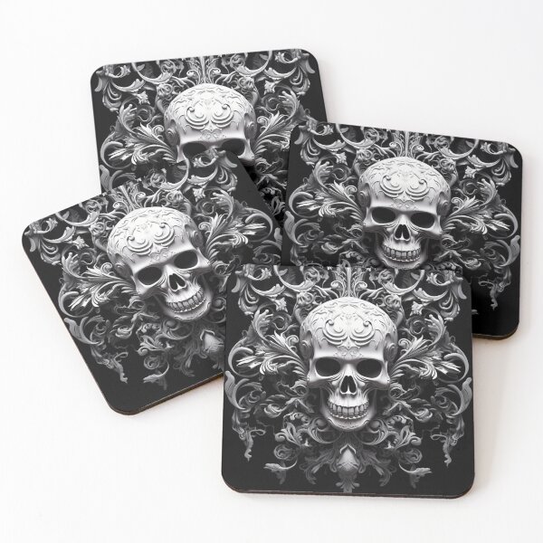 Item preview, Skull 3D Gothic Damask designed and sold by GrinGalore.