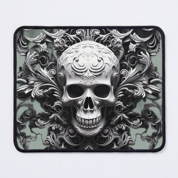 Item preview, Skull 3D Gothic Damask designed and sold by GrinGalore.
