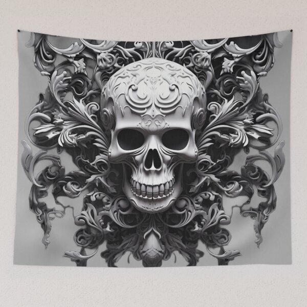 Item preview, Skull 3D Gothic Damask designed and sold by GrinGalore.