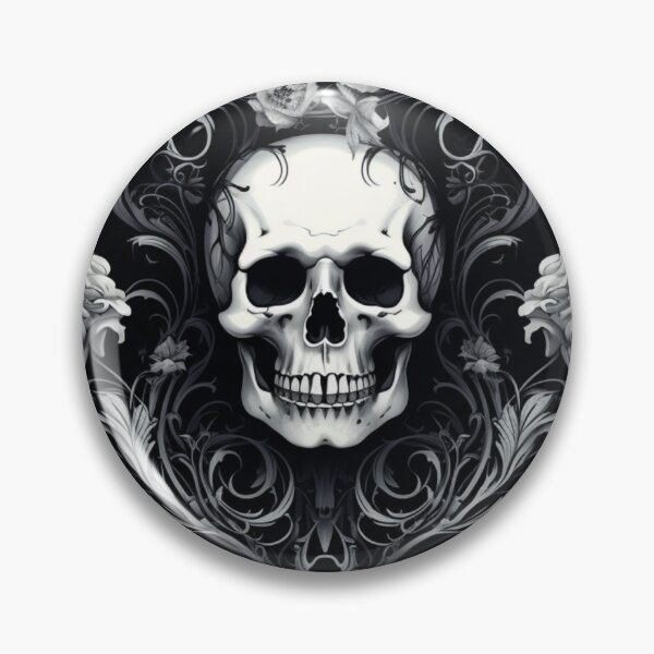 Item preview, Skull Roses Damask Gothic Flowers Pattern designed and sold by GrinGalore.